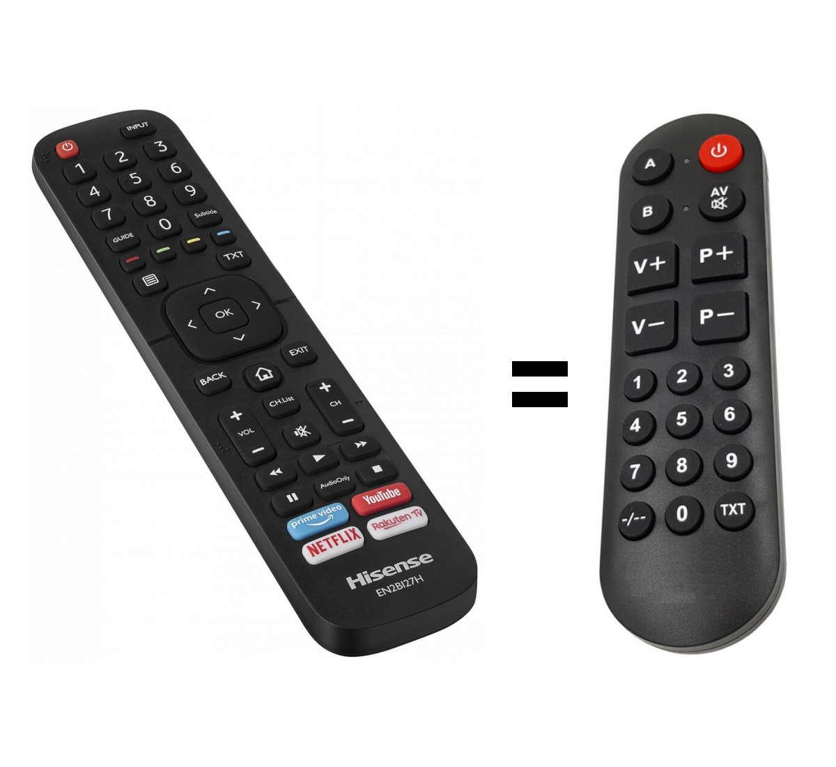 Hisense 58A7100F replacement remote control for seniors. for 11.7 € TV  Hisense