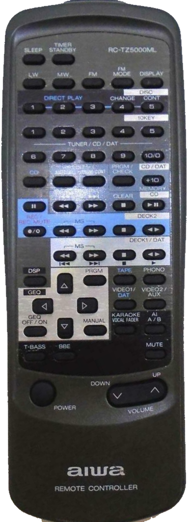 Aiwa RC-TZ5000ML, Z-D5000, MX-Z5000M, TX-Z7000, FX-WZ5000 replacement  remote control of a different look for 12.8 € AUDIO AIWA