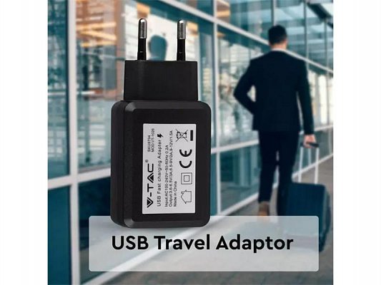 Adaptér USB V-TAC VT-1026-B/QC3.0