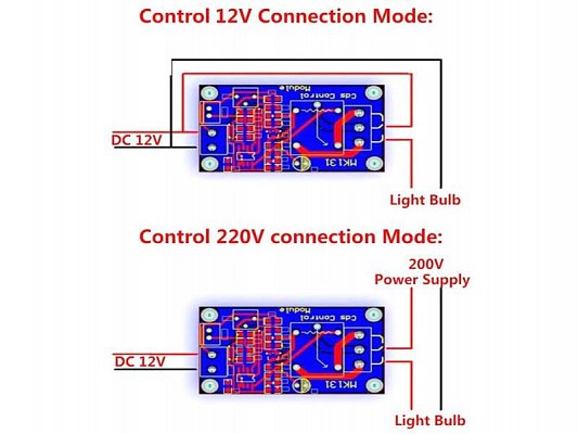 Světlocitlivý senzor s relé, modul XH-M131, napájení 12V
