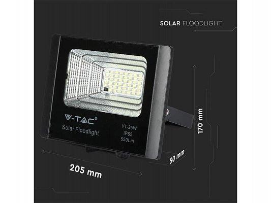 Svítidlo solární V-TAC VT-25W 12W 6000K