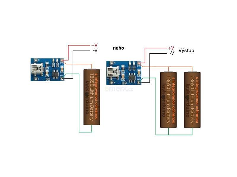 Nabíječka Li-Ion článku 1A, modul s IO TP4056