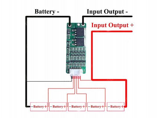 Ochranný obvod a balancér pro 5 Li-Ion článků 18650, proud do 15A