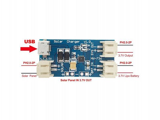 Nabíječka Li-Pol článku s ochranou, modul HW-736 /solární nabíječka/