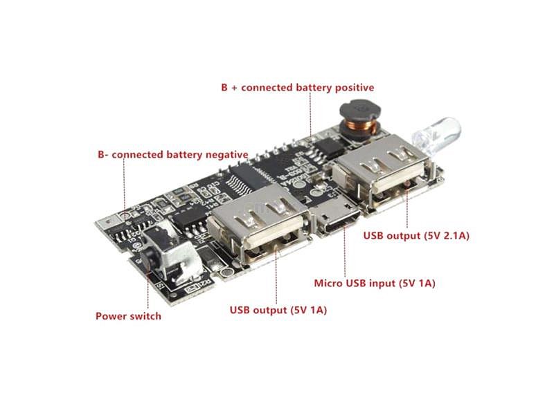 Napájecí modul, step-up měnič 5V + nabíječka Li-Ion s displejem