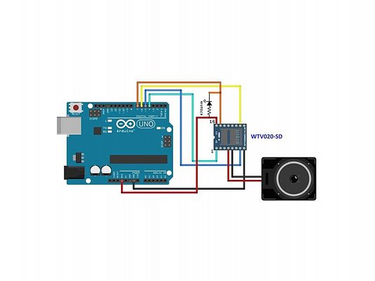 Přehrávač MP3 mini WTV020-SD-16P pro Arduino