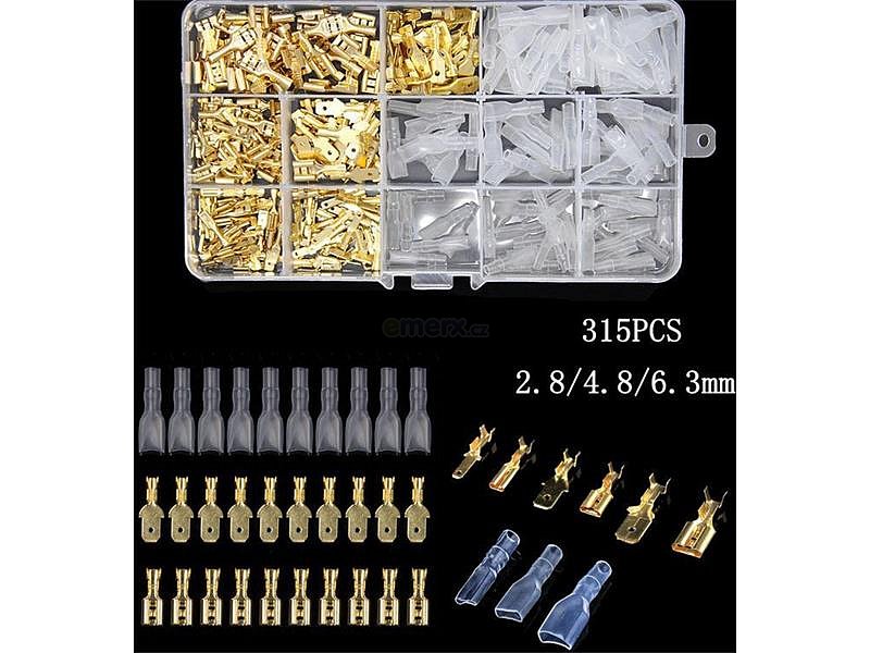 Konektor,zdířka,krytka faston 2,8-4,8-6,3mm - sada 315ks