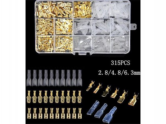Konektor,zdířka,krytka faston 2,8-4,8-6,3mm - sada 315ks