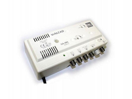 Anténní zesilovač ALCAD CA-361, 1xUHF+1xFM/VHF BIII, 2x výstup, filtr 5G, domovní