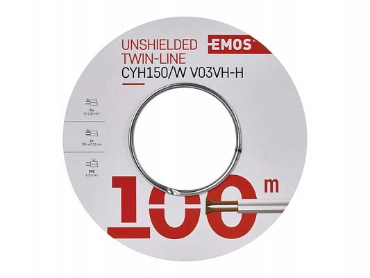 Dvojlinka nestíněná 2x1,5mm bílá, 100m