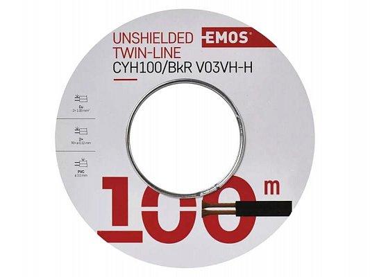 Dvojlinka nestíněná 2x1,0mm černo/rudá, 100m