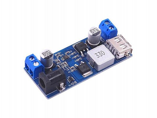 Napájecí modul, step-down měnič 12-24V na 5V/5A, USB+svorkovnice