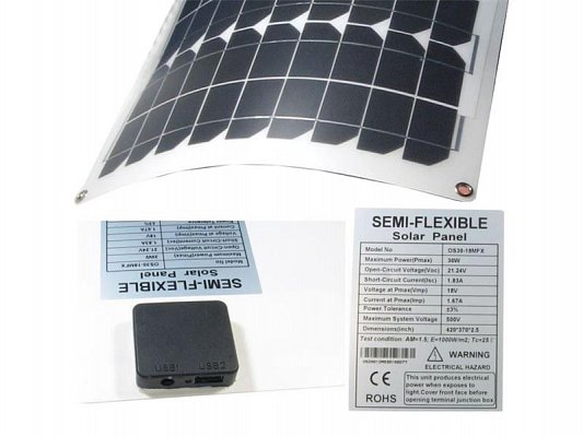 Fotovoltaický solární panel USB+12V/30W flexibilní OS30-18MFX