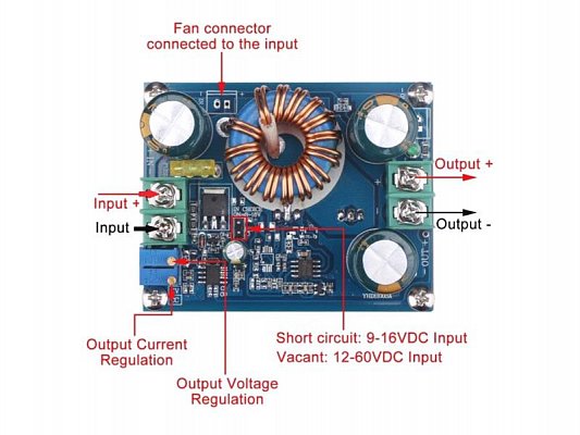 Napájecí modul, step-up měnič CV/CC 600W