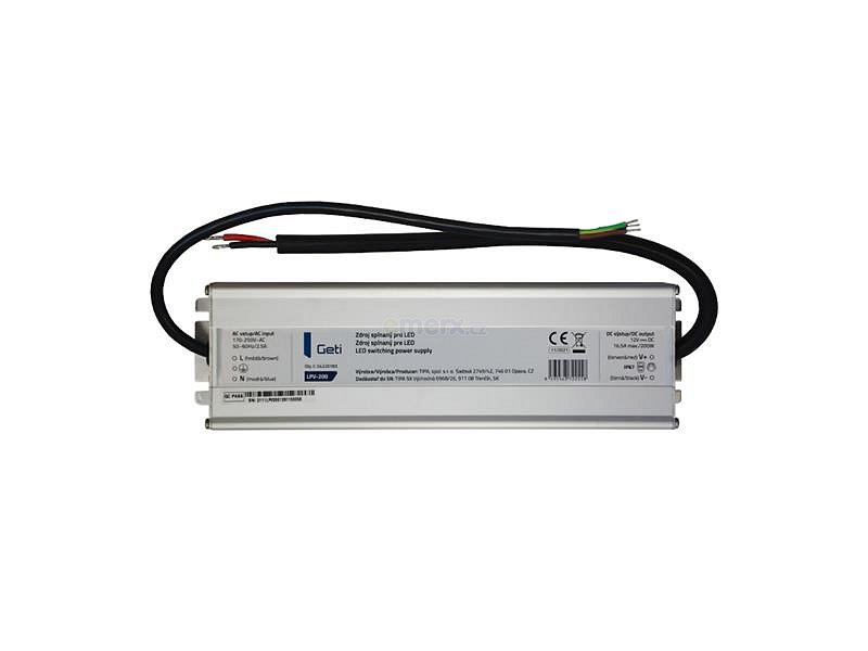 Zdroj spínaný pro LED 12V/200W Geti LPV-200