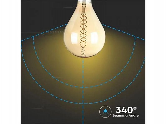 Žárovka Filament LED E27 8W A165 bílá teplá V-TAC VT-2138 Dimmable