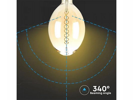 Žárovka Filament LED E27 8W BF180 bílá teplá V-TAC VT-2168D Amber Dimmable