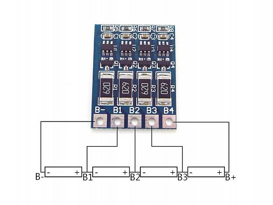 Balancér pro 4 Li-Ion články 18650, modul HX-JH-001