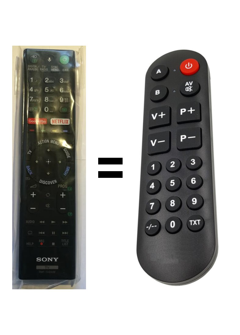 Sony RMF-TX200E replacement remote control for seniors