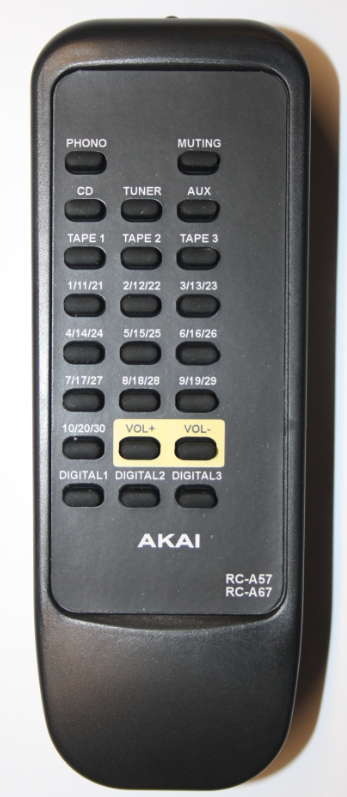 AKAI RC-A57 RC-A67 AM57 AM67 náhradní dálkový ovladač se stejným popisem