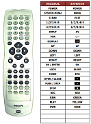 Philips DVDR630VR náhradní dálkový ovladač jiného vzhledu VCR+DVD