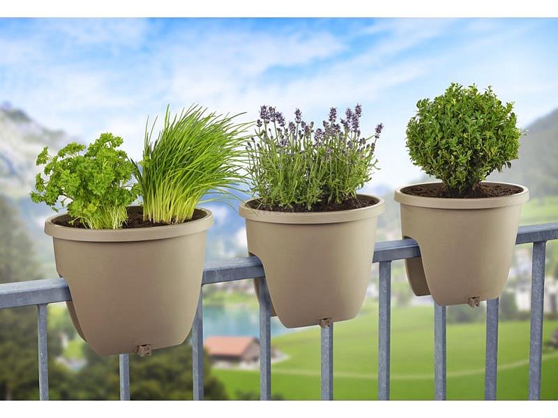 Květináč na zábradlí BALCONIA OVI hnědý 30cm