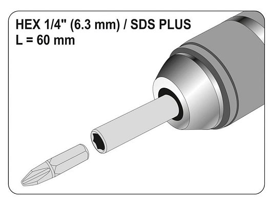 Adaptér do vrtačky SDS+ Hex 1/4" YATO YT-04690