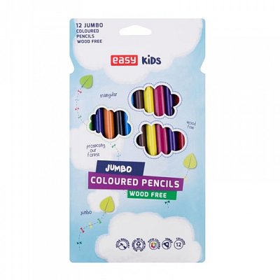 Pastelky EASY JUMBO trojhranné bezdřevé 12ks