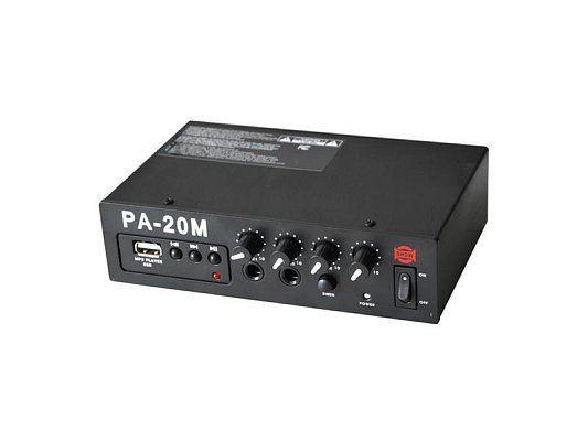 Zesilovač SHOW PA-20M, 20W/4Ω, přehrávač MP3