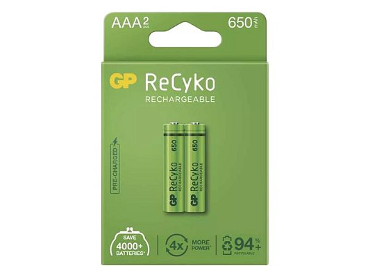 Baterie AAA (R03) nabíjecí 1,2V/650mAh GP Recyko 2ks