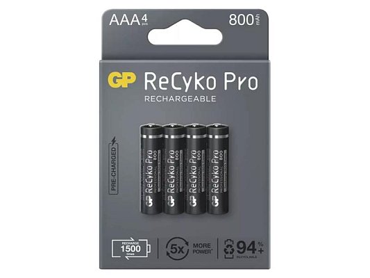 Baterie AAA (R03) nabíjecí 1,2V/800mAh GP Recyko Pro 4ks