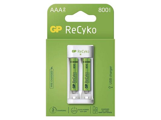 Nabíječka baterií GP Eco E211 + 2xAAA ReCyko 800