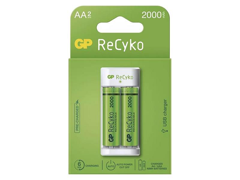 Nabíječka baterií GP Eco E211 + 2xAA ReCyko 2000