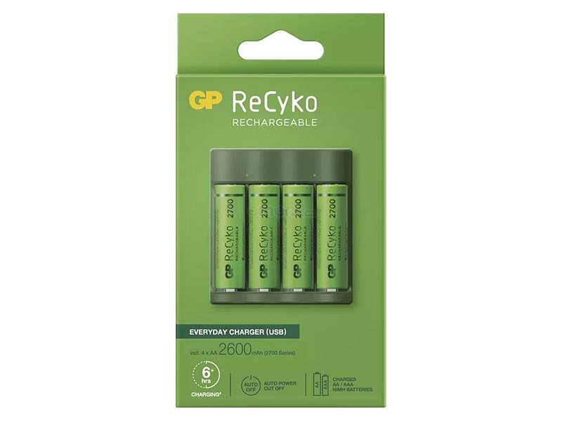 Nabíječka baterií GP Everyday B421 + 4xAA ReCyko 2700 + USB