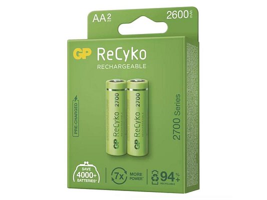 Baterie AA (R6) nabíjecí 1,2V/2600mAh GP Recyko 2ks