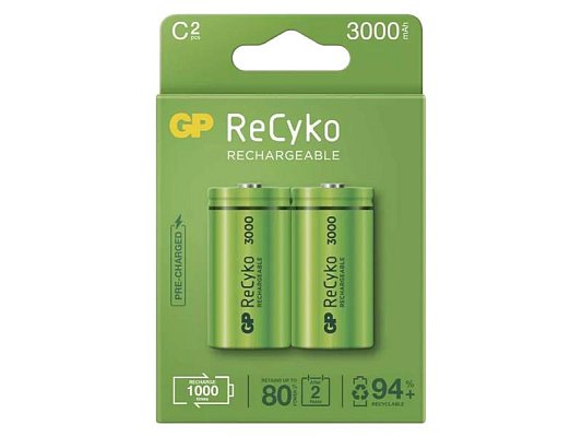 Baterie C (R14) nabíjecí 1,2V/3000mAh GP Recyko 2ks