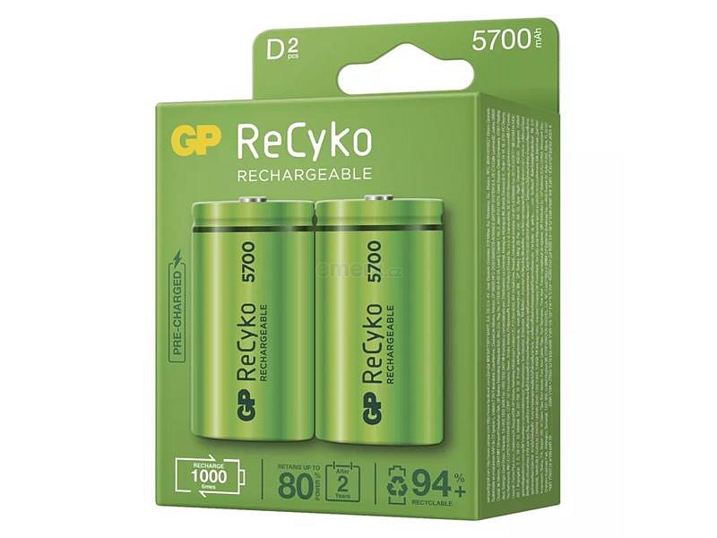 Baterie D (R20) nabíjecí 1,2V/5700mAh GP Recyko 2ks