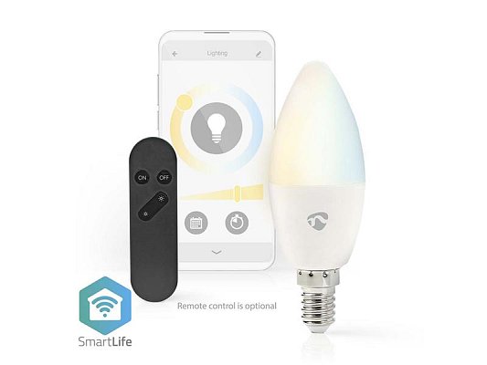 Smart LED žárovka E14 4.9W bílá NEDIS WIFILRW10E14 WiFi Tuya