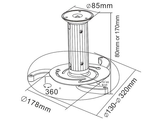 Držák projektoru CABLETECH UCH0100 stropní