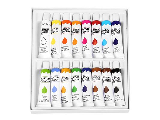 Akrylové barvy EASY CREATIVE 16 barev 12ml
