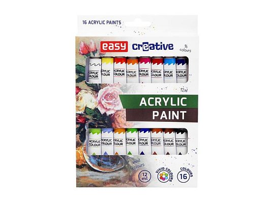 Akrylové barvy EASY CREATIVE 16 barev 12ml