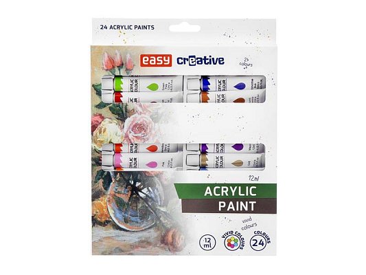 Akrylové barvy EASY CREATIVE 24 barev 12ml
