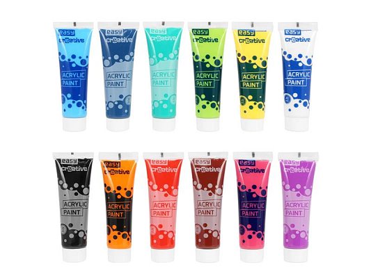 Akrylové barvy EASY CREATIVE 12 barev 20ml