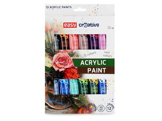 Akrylové barvy EASY CREATIVE 12 barev 20ml