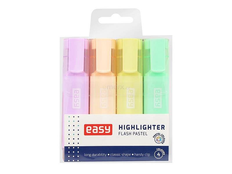 Zvýrazňovač EASY Flash Pastel 4ks