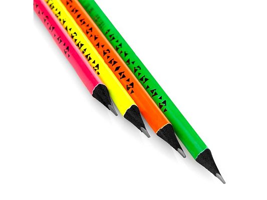 Tužky EASY FLUO dřevěné trojhranné s gumou 4ks