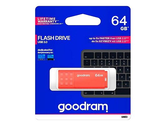 Flash disk GOODRAM USB 3.0 64GB bílo-oranžový