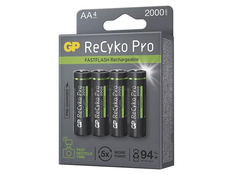 Baterie AA (R6) nabíjecí 1,2V/2000mAh GP ReCyko Pro Photo Flas 4ks