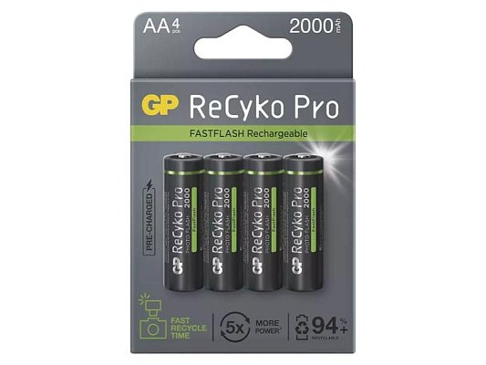 Baterie AA (R6) nabíjecí 1,2V/2000mAh GP ReCyko Pro Photo Flas 4ks