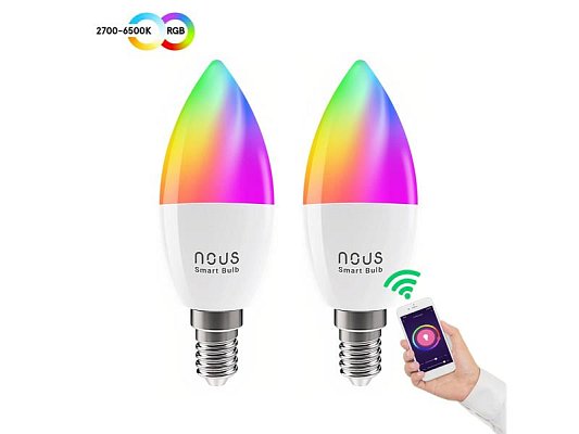 Smart sada LED žárovek E14 4,5W RGB NOUS P4/2pack WiFi Tuya